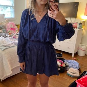 Navy blue linen long sleeve umgee dress